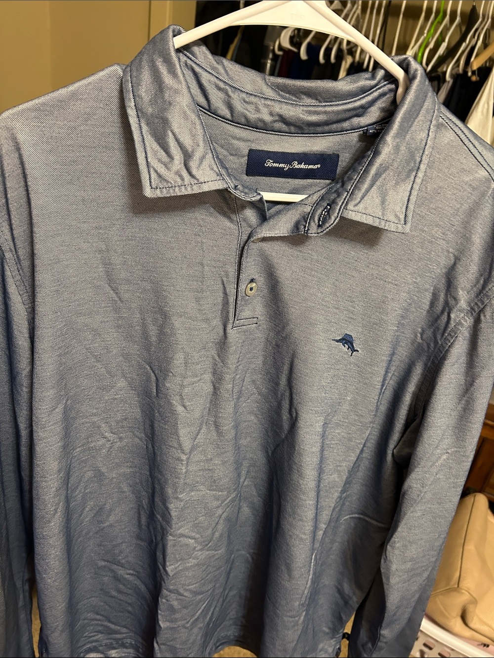 Tommy Bahama Men's Light Blue Long-Sleeve Polo